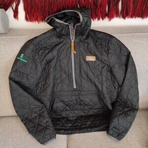 LL Bean Jacket Mens Medium Black Katahdin Insulated 1/2 Zip Anorak Pullover